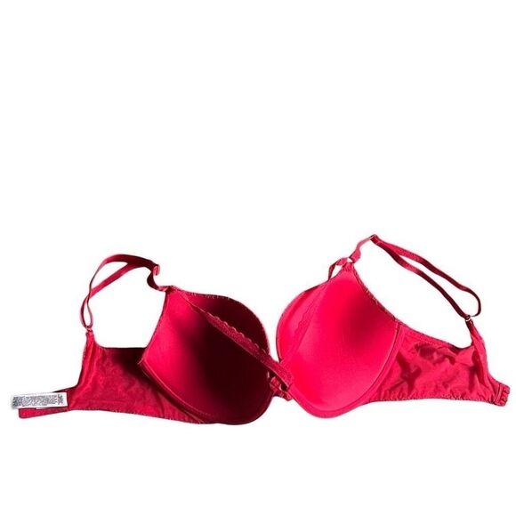 Victoria’s Secret Red Lace Push Up Bra 34DD Cut out Lace Accent Very Sexy - Picture 11 of 12